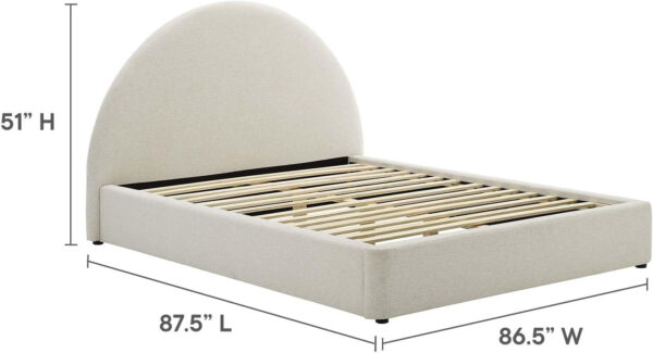 Modway Resort King Size Platform Bed with Arch Shaped Round Headboard in Taupeain-Resistant Performance Velvet King Bed, King Size Bed Frame, Soft Cloud Bed Frame, No Box Spring Needed