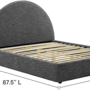 Modway Resort King Size Platform Bed with Arch Shaped Round Headboard in Taupeain-Resistant Performance Velvet King Bed, King Size Bed Frame, Soft Cloud Bed Frame, No Box Spring Needed