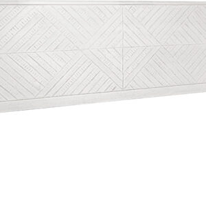 Bme Ethan Solid Wood King Bed Frame with Diamond Headboard - Rustic & Mid-Century Modern - Acacia Wood Platform Bed - Compatible with All Mattresses - No Box Spring Needed - Rustic White