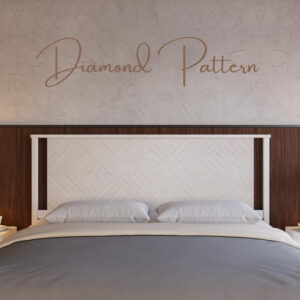 Bme Ethan Solid Wood King Bed Frame with Diamond Headboard - Rustic & Mid-Century Modern - Acacia Wood Platform Bed - Compatible with All Mattresses - No Box Spring Needed - Rustic White