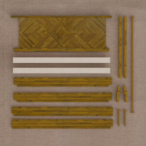 Bme Ethan Solid Wood King Bed Frame with Diamond Headboard - Rustic & Mid-Century Modern - Acacia Wood Platform Bed - Compatible with All Mattresses - No Box Spring Needed - Rustic White