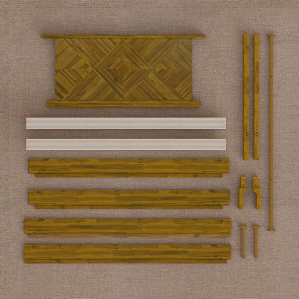 Bme Ethan Solid Wood King Bed Frame with Diamond Headboard - Rustic & Mid-Century Modern - Acacia Wood Platform Bed - Compatible with All Mattresses - No Box Spring Needed - Rustic White