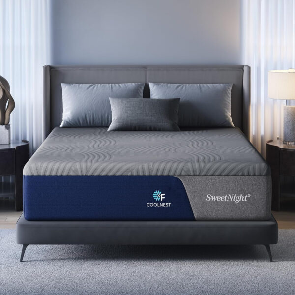 Sweetnight CoolNest 16 inch King Mattress, Cooling Gel King Size Memory Foam Mattress for Cool Night Sleep, 5-Zone Ergo Support for Pressure Relief, Medium Firm, CertiPUR-US Certified