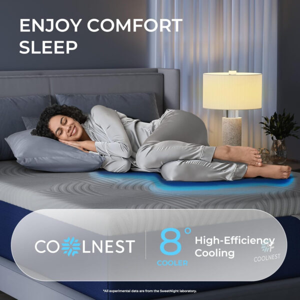 Sweetnight CoolNest 16 inch King Mattress, Cooling Gel King Size Memory Foam Mattress for Cool Night Sleep, 5-Zone Ergo Support for Pressure Relief, Medium Firm, CertiPUR-US Certified