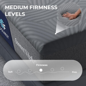 Sweetnight CoolNest 16 inch King Mattress, Cooling Gel King Size Memory Foam Mattress for Cool Night Sleep, 5-Zone Ergo Support for Pressure Relief, Medium Firm, CertiPUR-US Certified
