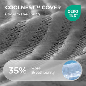 Sweetnight CoolNest 16 inch King Mattress, Cooling Gel King Size Memory Foam Mattress for Cool Night Sleep, 5-Zone Ergo Support for Pressure Relief, Medium Firm, CertiPUR-US Certified