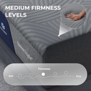 Sweetnight CoolNest 16 inch King Mattress, Cooling Gel King Size Memory Foam Mattress for Cool Night Sleep, 5-Zone Ergo Support for Pressure Relief, Medium Firm, CertiPUR-US Certified