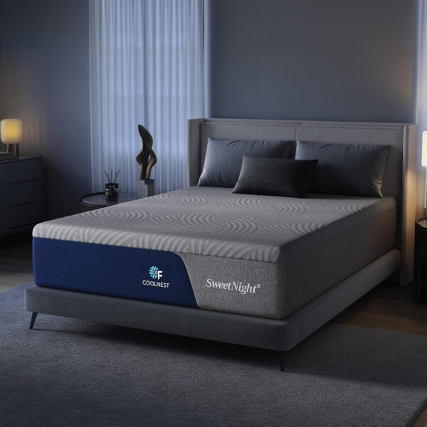 Sweetnight CoolNest 16 inch King Mattress, Cooling Gel King Size Memory Foam Mattress for Cool Night Sleep, 5-Zone Ergo Support for Pressure Relief, Medium Firm, CertiPUR-US Certified