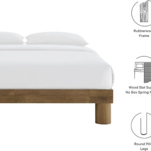 Modway Runa Wood King Platform Bed in French Oak - Minimalist King Size Bed Frame with Wood Slat Support - No Box Spring Needed