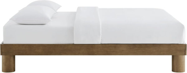 Modway Runa Wood King Platform Bed in French Oak - Minimalist King Size Bed Frame with Wood Slat Support - No Box Spring Needed