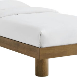 Modway Runa Wood King Platform Bed in French Oak - Minimalist King Size Bed Frame with Wood Slat Support - No Box Spring Needed