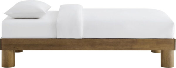 Modway Runa Wood King Platform Bed in French Oak - Minimalist King Size Bed Frame with Wood Slat Support - No Box Spring Needed