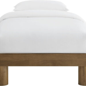 Modway Runa Wood King Platform Bed in French Oak - Minimalist King Size Bed Frame with Wood Slat Support - No Box Spring Needed