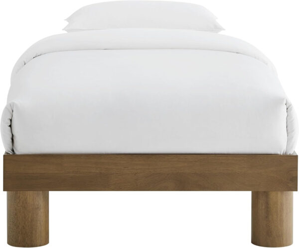 Modway Runa Wood King Platform Bed in French Oak - Minimalist King Size Bed Frame with Wood Slat Support - No Box Spring Needed