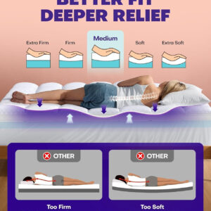 Dual Layer 4 Inch Memory Foam Mattress Topper for Pressure Relief with 4X Support, 2" Pillow Top King Mattress Topper 50% Viscose Made from Bamboo Plus 2" Cooling Gel Memory Foam Comfort Mattress Pad