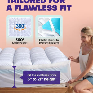 Dual Layer 4 Inch Memory Foam Mattress Topper for Pressure Relief with 4X Support, 2" Pillow Top King Mattress Topper 50% Viscose Made from Bamboo Plus 2" Cooling Gel Memory Foam Comfort Mattress Pad