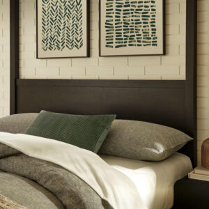 Modway Alva King Size 4-Post Wood Platform Canopy Bed in Smoked Oak – with Headboard and Solid Rubberwood Frame