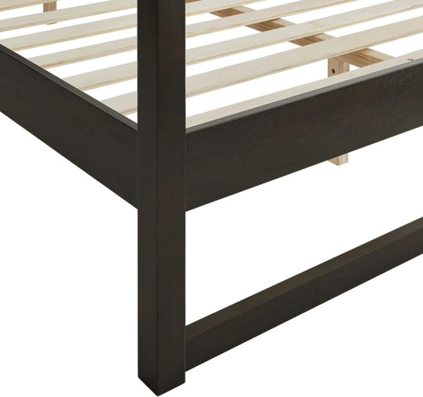 Modway Alva King Size 4-Post Wood Platform Canopy Bed in Smoked Oak – with Headboard and Solid Rubberwood Frame