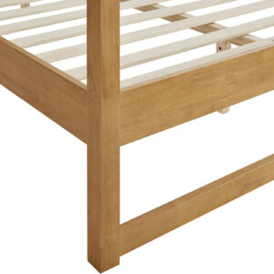 Modway Alva King Size 4-Post Wood Platform Canopy Bed in Smoked Oak – with Headboard and Solid Rubberwood Frame