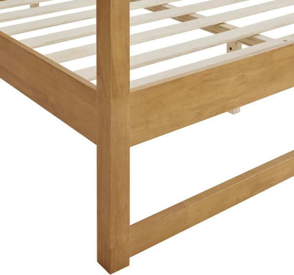 Modway Alva King Size 4-Post Wood Platform Canopy Bed in Smoked Oak – with Headboard and Solid Rubberwood Frame