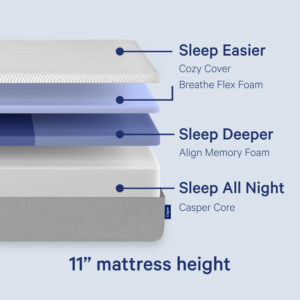 Casper Sleep Original Foam, King Size Mattress with Zoned SupportTM - Medium Firm Memory Foam Bed in a Box - 100-Night Trial - 10 Year Warranty - CertiPUR-US Mattress, Light Grey