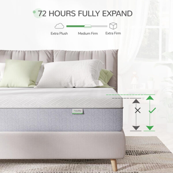 Novilla Queen Mattress, 10 Inch Gel Memory Foam Queen Size Mattress for Cool Night & Pressure Relief, Medium Plush Bed Mattresses, Bliss