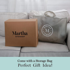 MARTHA STEWART White Goose Feather Down Fiber Comforter King Size- All Season Duvet Insert, Noiseless Fabric with 60oz Filled Luxury Cloud Fluffy Bed Comforter with 8 Corner Loops, White 106x90inch