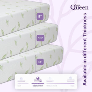 NapQueen Twin XL Size, 8 Inch Anula Green Tea Infused Memory Foam Mattress, Bed in a Box, CertiPUR-US Certified Mattress